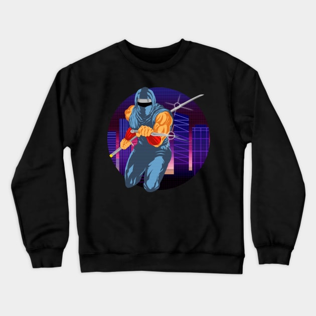 Synthwave Ninja Gaiden Crewneck Sweatshirt by Meechemax